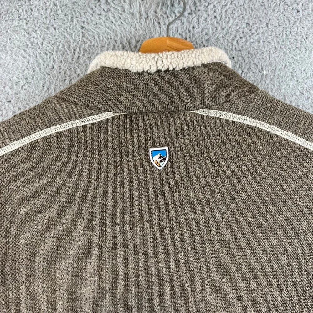 Kuhl Revel 1/4 Zip Sweater Mens XL Brown Sherpa Lined Collar Pullover Fleece